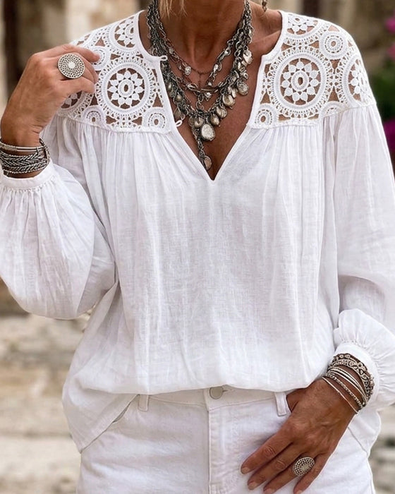 Blouse Lantaarnmouw Kant Los