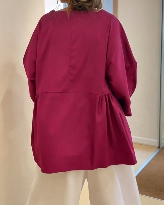Effen Lange‑Mouw Blouse