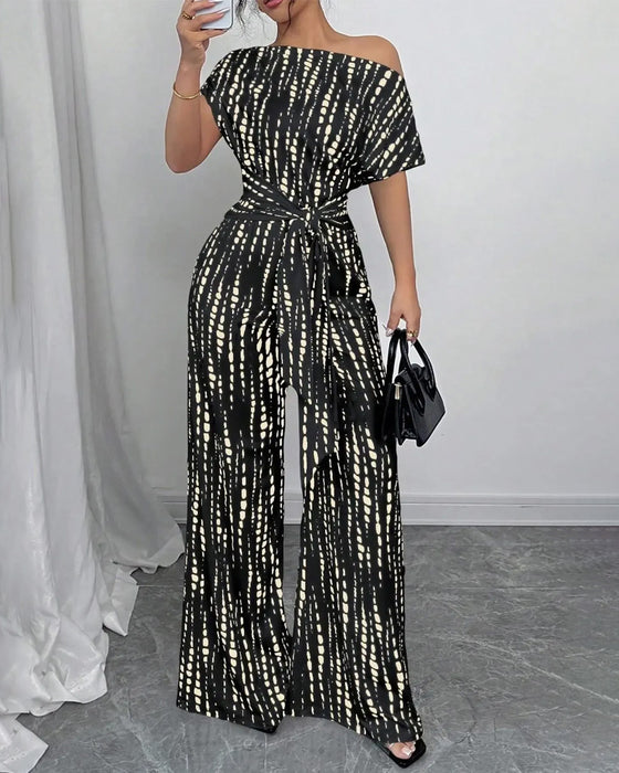Jumpsuit Enkel Schouder Stropdas Breed Been