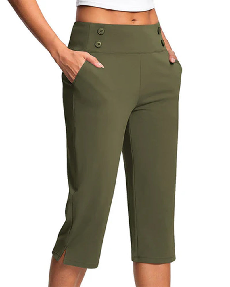 Broek Knoop Taille Gesnoerd Slim Casual