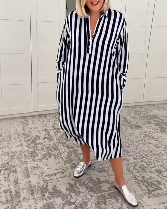 Jurk Revers Gestreept Zak