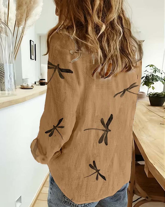 Blouse Libellenprint Lange Mouw