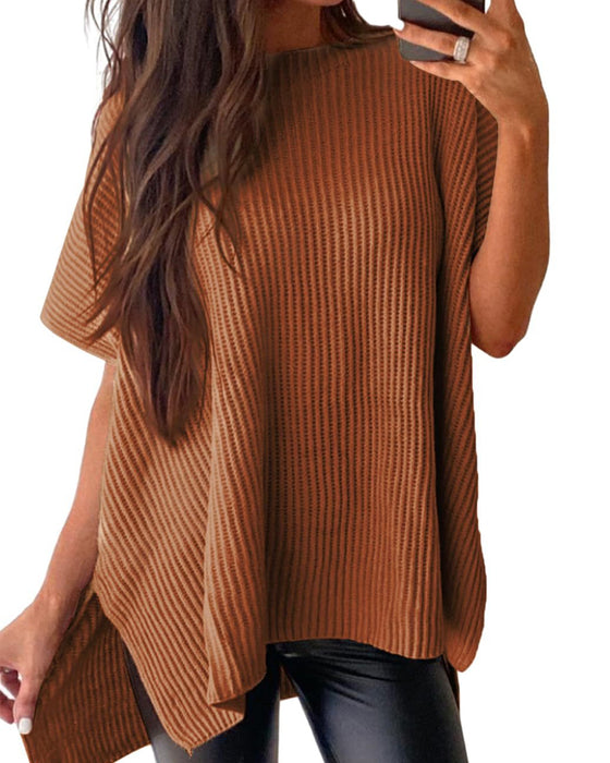 Pullover Effen Ronde Hals Vleermuismouw