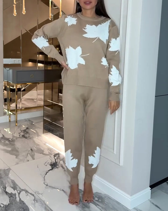 Tweedelig Setje Met Esdoornbladprint