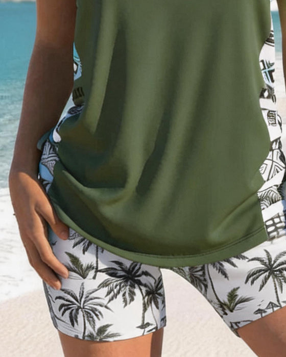 Vakantie Tankini Met Print Kruisbandjes