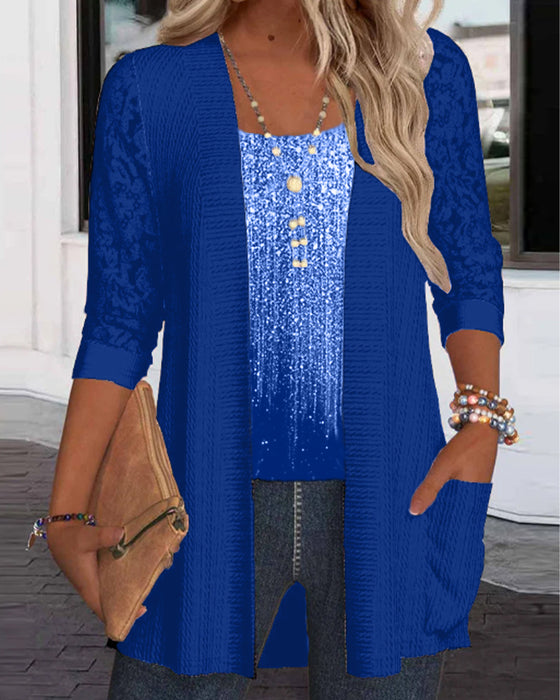 Modieuze Top In Nep-Tweedelig Ontwerp