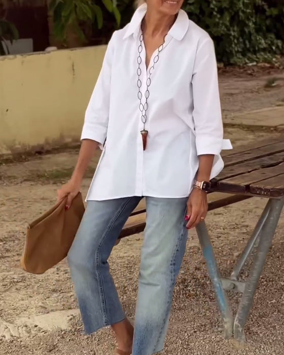 Casual Shirt Met Jasrevers En Lange Mouwen