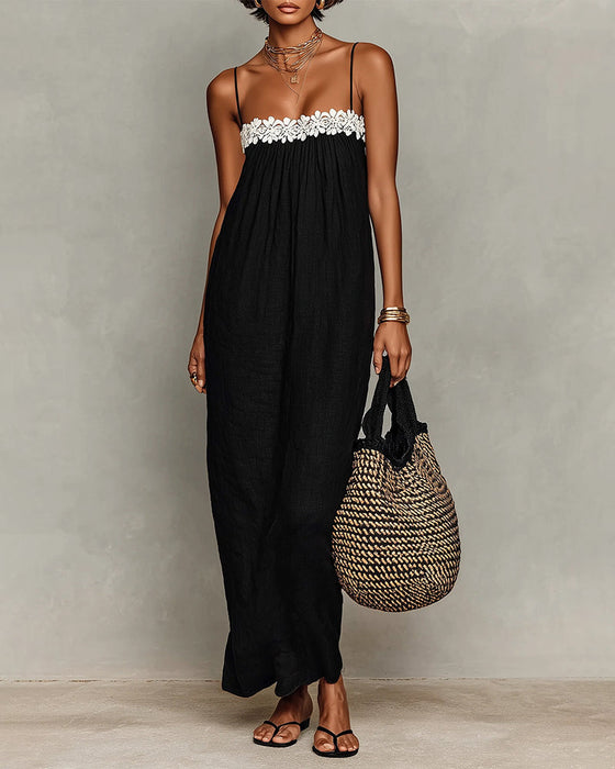 Jurk Contrastkleur Recht Maxi