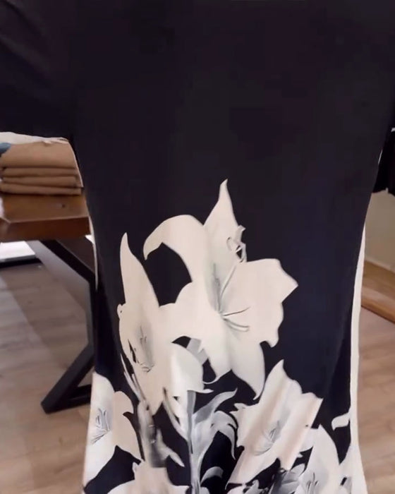 Jurk Revers Gedrukt Oversized Maxi