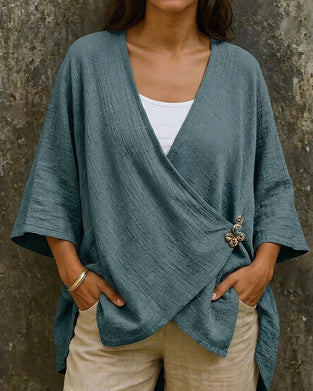 Blouse V-Hals Kruis Voor 3/4-Mouw