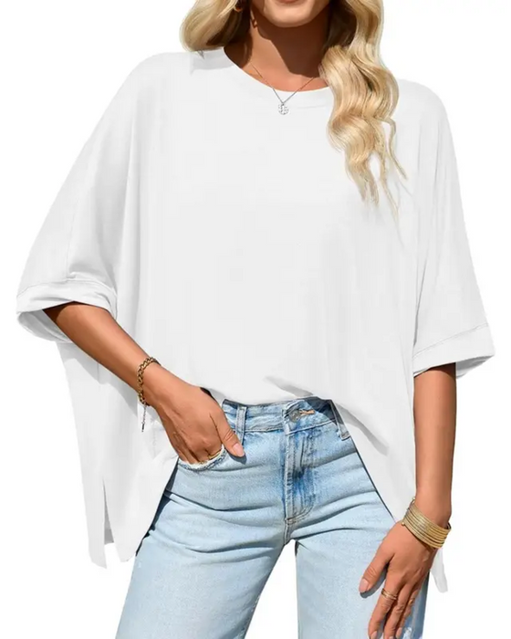 T-Shirt Loose Fit Alledaags Vleermuismouw