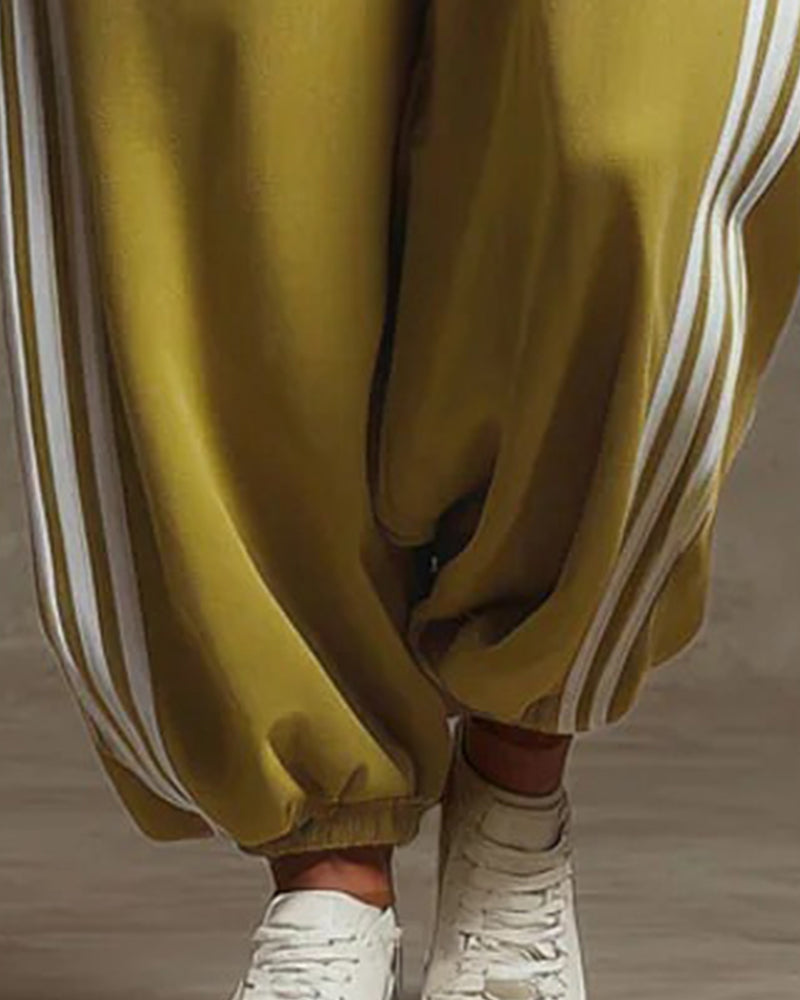 Jumpsuit Hip Hop Met Capuchon Gestreept