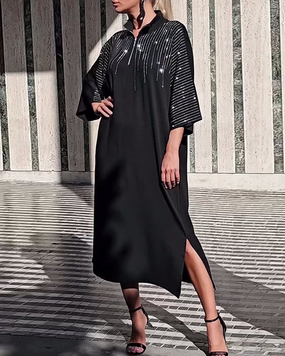 Casual jurk met rits en kraagsplit