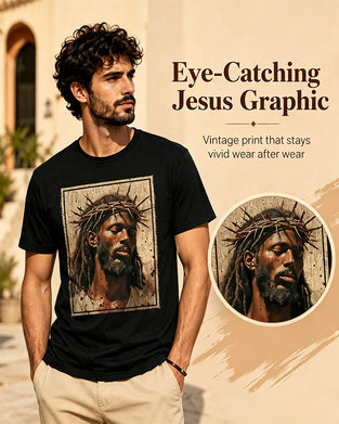T-Shirt Heren Vintage Zwart Druk
