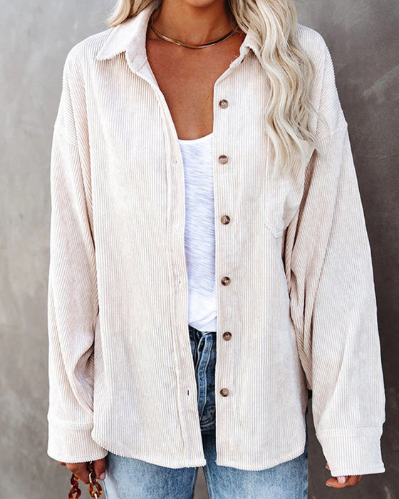 Effen Corduroy Blouse Met Zak