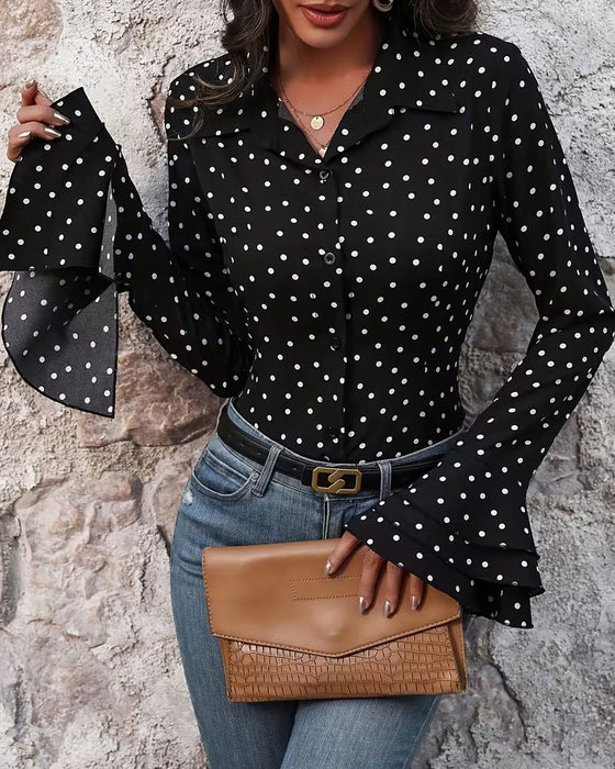Blouse Stipjes Dubbele Laag Klokmouw