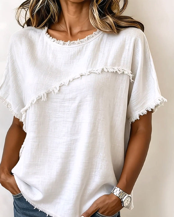 Blouse Casual Ronde Hals Korte Mouwen
