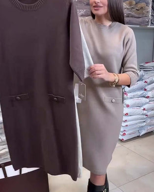 Trui Jurk Ronde Hals Ellebooglange Mouw