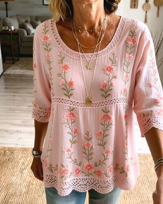 Blouse Bloemig Kant Babydoll