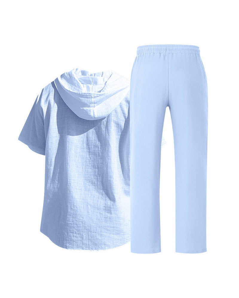 Heren Lichtgewicht Capuchon Tweedelig Set Voor Zomer Casual Wear