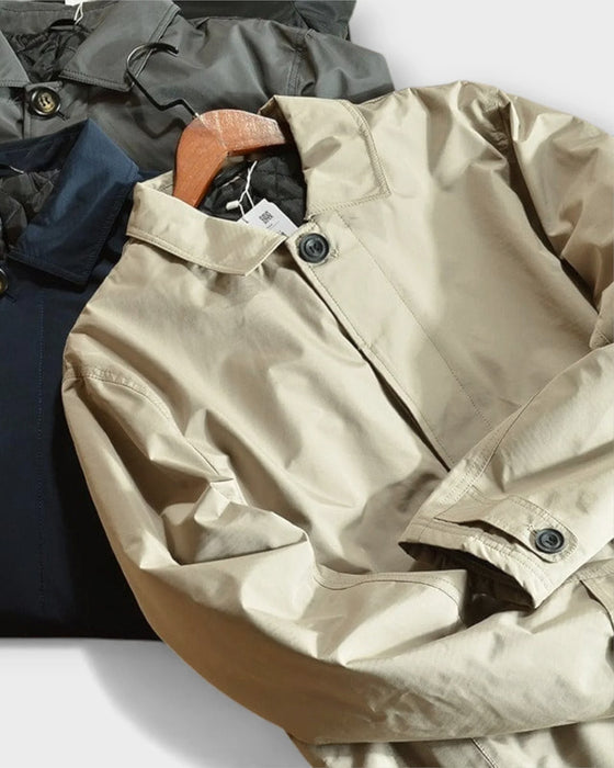 Weerbestendig Lang Jas | Heren Geïsoleerd Knoop Jack Outerwear