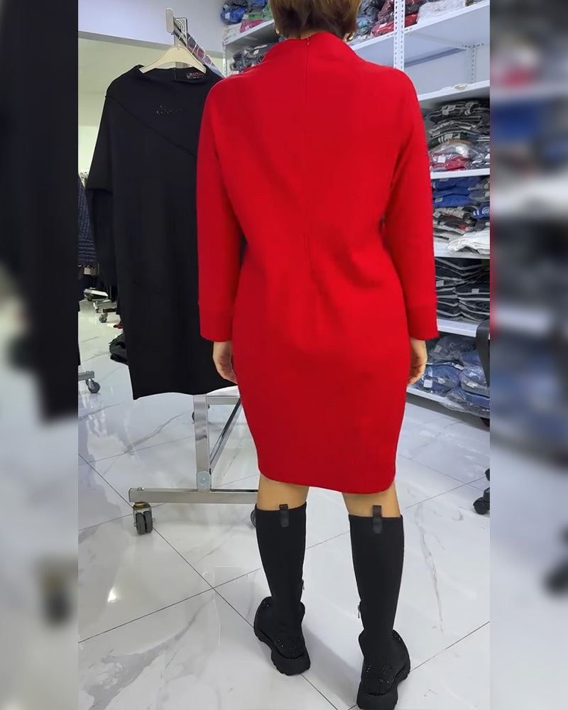 Modieuze Jurk Met Halfhoge Kraag