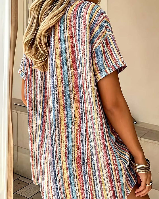 Blouse Gestreept Kleurblok Casual