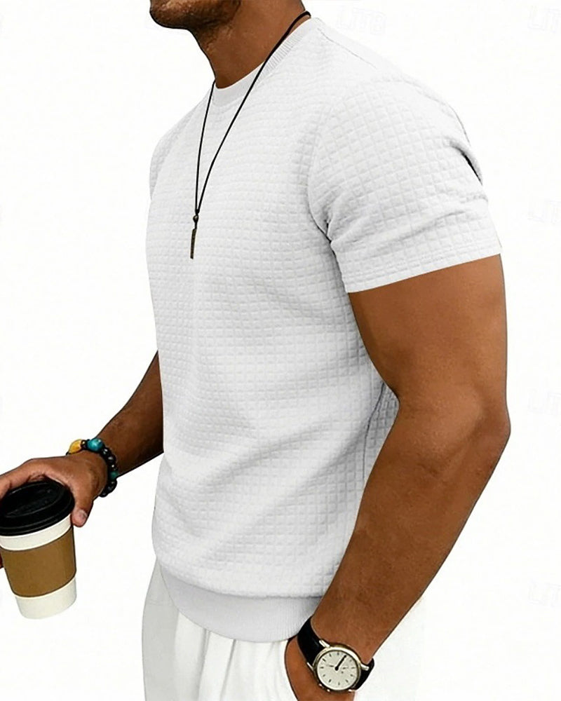 T-Shirt Geribbeld Rondhals Korte Mouw