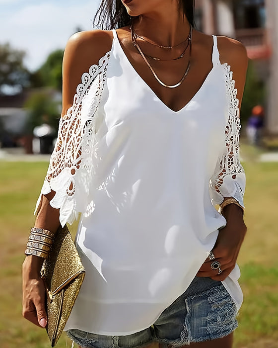 Blouse Off-Shoulder Hol Effen