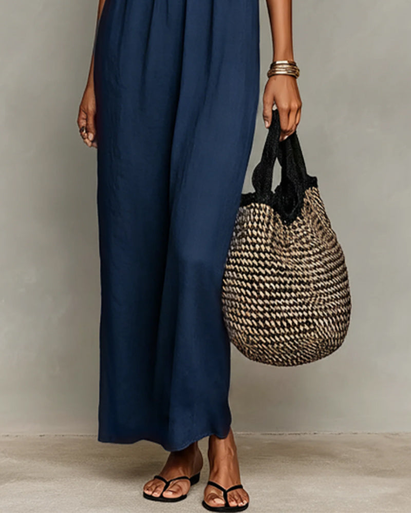 Jurk Contrastkleur Recht Maxi