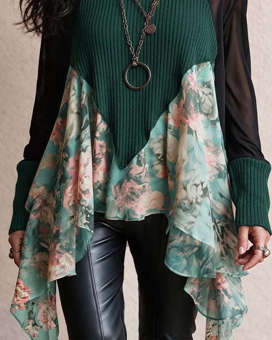 Blouse Patchwork Bloemen Onregelmatig