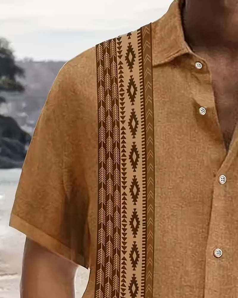 Overhemd Bohemien Geometrisch Patroonprint