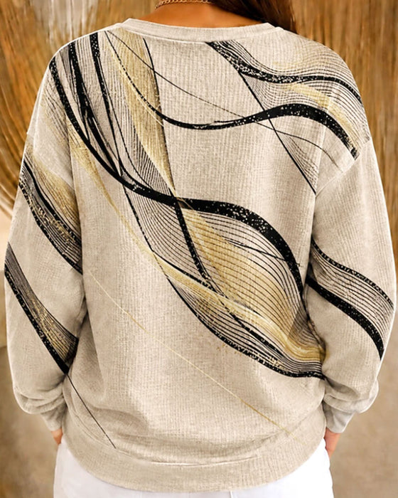 Sweatshirt Golf Lijn Print