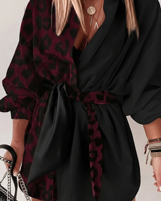 Jurk Luipaard Patchwork Strik
