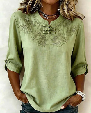 Blouse Frog Knoop Mandarin Kraag Chinese Stijl