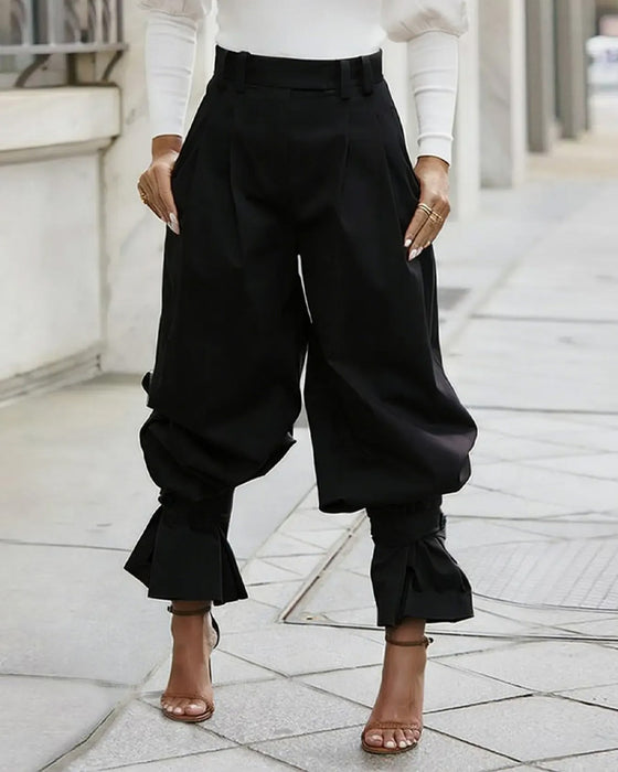 Broek Design Manchet Geplooid Casual