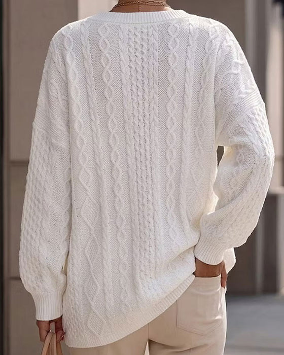 Pullover V-Hals Stijlvol Effen Relaxed Gebreid