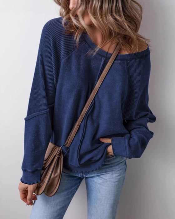 Sweatshirts Omgekeerde Naad Patchwork Casual