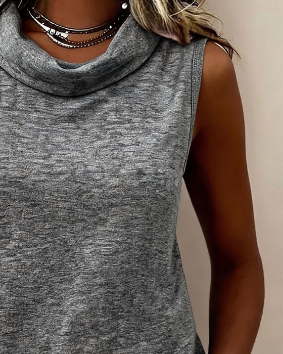 Tanktop Kraag Gestapeld Effen Kleur