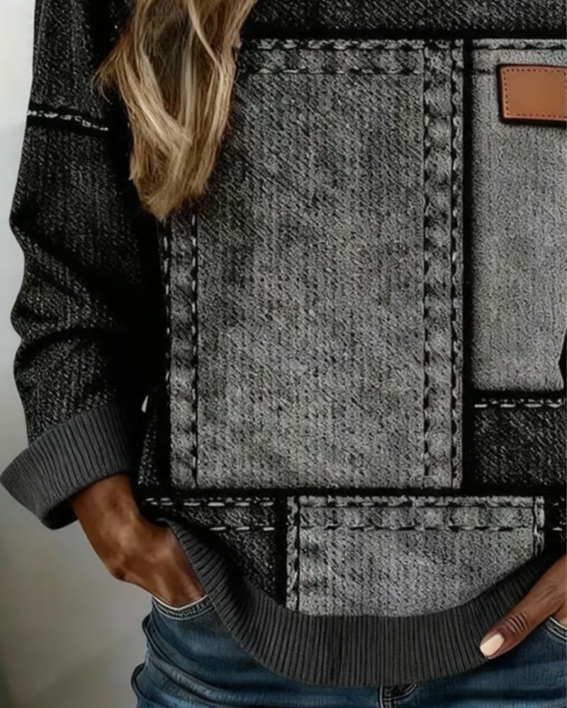 Stijlvolle Sweatshirt Met Ronde Hals En Colorblocking