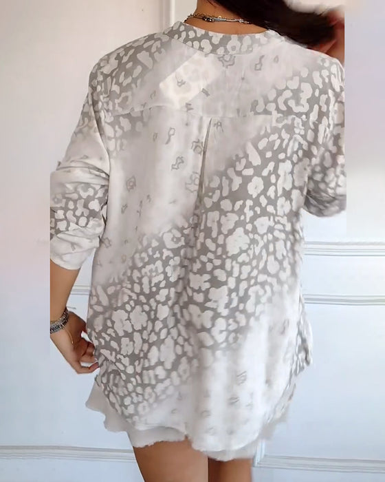 Blouse casual opstaande kraag bedrukt