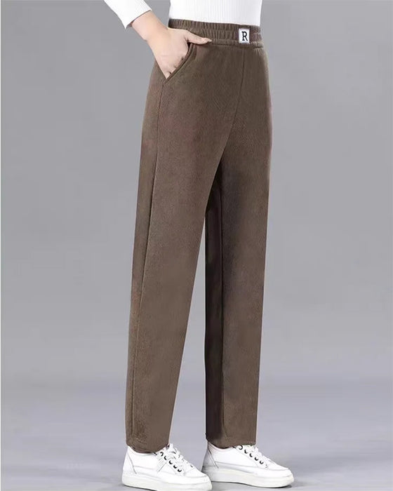 Broek Hoge Taille Fleece-Gevoerd Verdikt Jogger