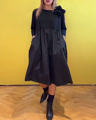 Casual jurk met ronde hals, effen kleur