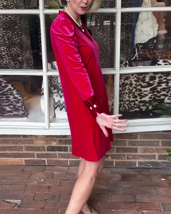 Elegante jurk met V-hals in effen kleur