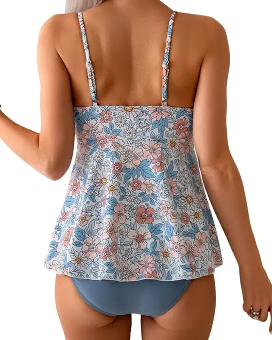 Tankini Print Halsband Hol