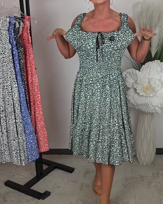 Jurk Bloemig Bungel Vetersluiting Taille