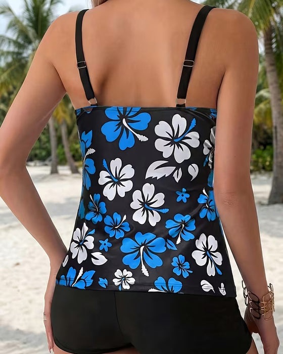 Tankini Hibiscus Print Zwem