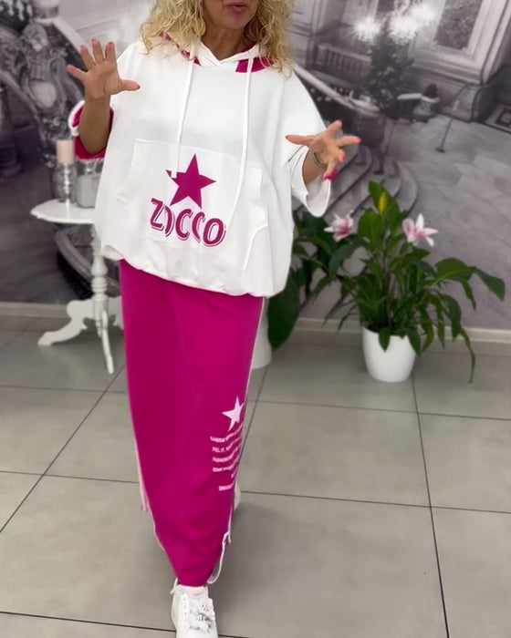 Set Met Capuchon Trekkoord Bedrukte Rok