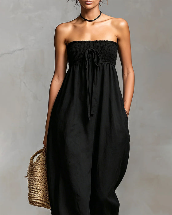 Casual Jumpsuit Effen Kleur Zonder Mouwen