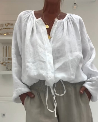 Blouse Lange Mouw Gerimpeld Strik